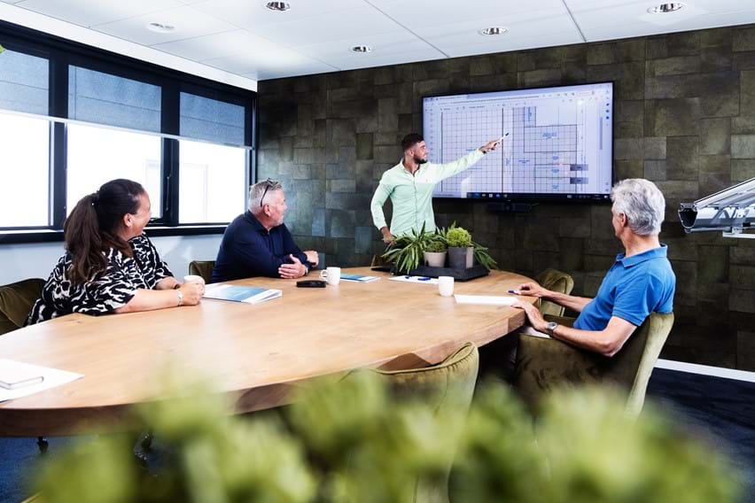 Sales meeting - Debora, Arjan, Tim en Willem